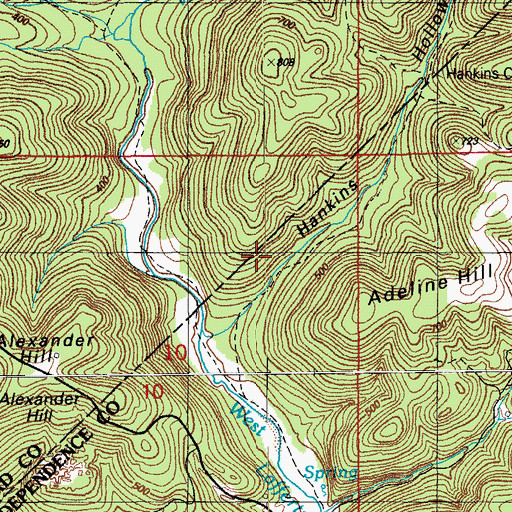 Topographic Map of Hankins Hollow Mine, AR