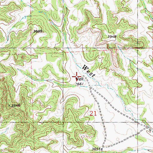 Topographic Map of 05N27E21BACA01 Well, MT