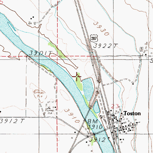 Topographic Map of 05N02E23BBDA01 Well, MT
