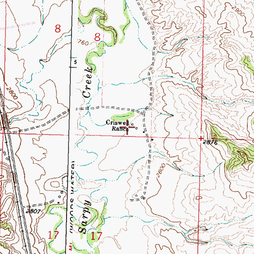 Topographic Map of 05N37E08DCDC01 Well, MT