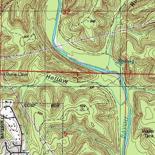 Topographic Map of J W Greenfield Prospect, AR
