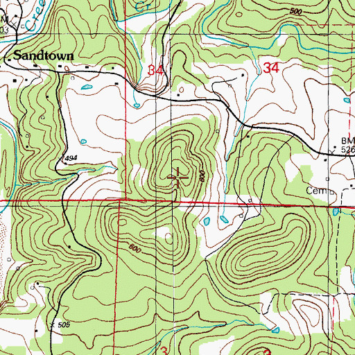 Topographic Map of Jeff Weaver Prospect, AR
