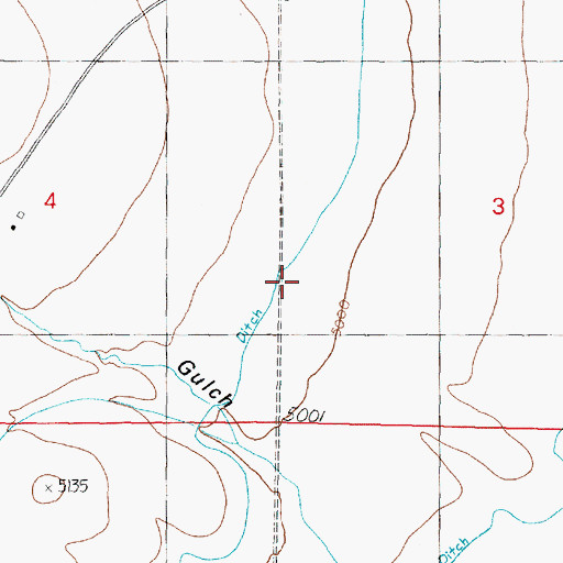 Topographic Map of 05N10W03CBCC01 Well, MT
