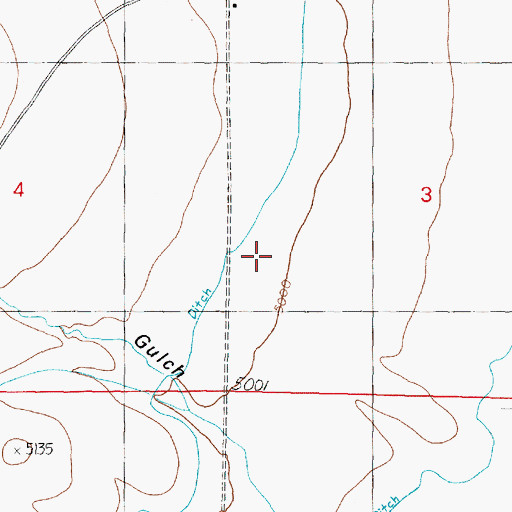 Topographic Map of 05N10W03CB__01 Well, MT