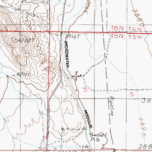 Topographic Map of 05N02E05BDCB01 Well, MT