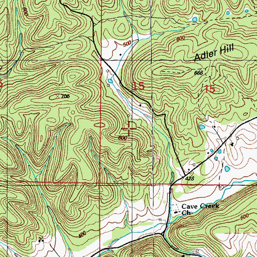 Topographic Map of Martha Thompson Mine, AR