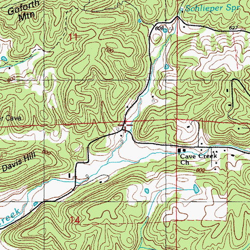 Topographic Map of Matheny Mine, AR