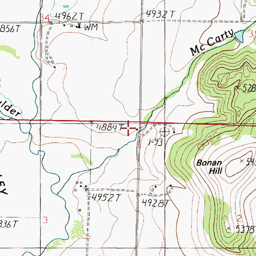 Topographic Map of 05N04W03AAAA01 Well, MT