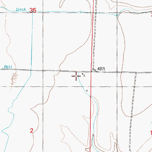 Topographic Map of 05N10W02AAAB01 Well, MT