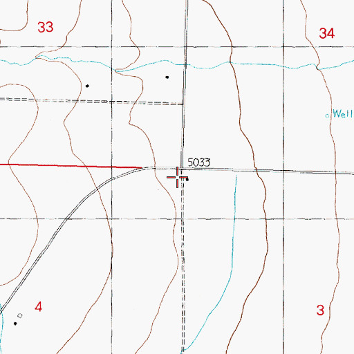 Topographic Map of 05N10W03BBBB01 Well, MT