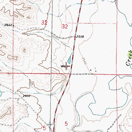 Topographic Map of 06N42E32DCBD01 Well, MT