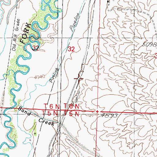 Topographic Map of 06N09W32DDAB01 Well, MT