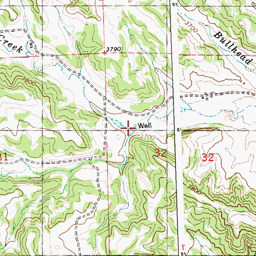 Topographic Map of 06N28E32BCAC01 Well, MT