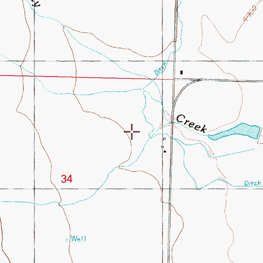 Topographic Map of 06N10W34AD__01 Well, MT