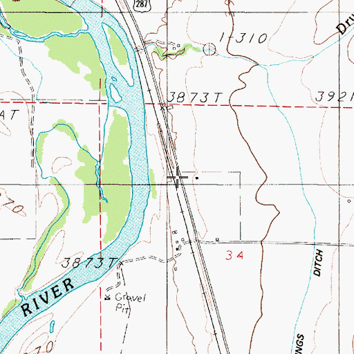 Topographic Map of 06N02E34BDBB01 Well, MT