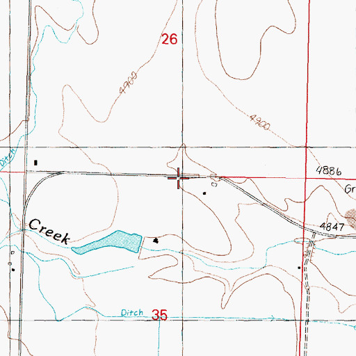 Topographic Map of 06N10W35AB__01 Well, MT