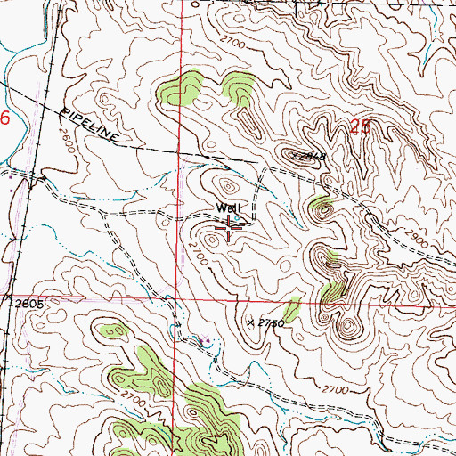 Topographic Map of 06N39E25CCAB01 Well, MT