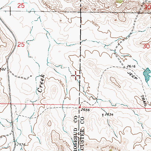 Topographic Map of 06N44E25DCBA01 Well, MT
