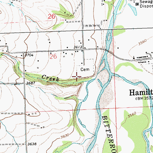 Topographic Map of 06N21W26DBDD01 Well, MT
