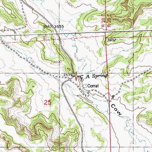 Topographic Map of 06N28E25ACA_01 Spring, MT