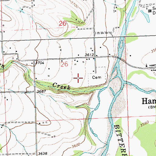 Topographic Map of 06N21W26DBD_01 Well, MT
