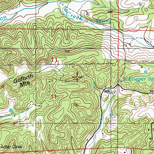 Topographic Map of Ozark Mine, AR
