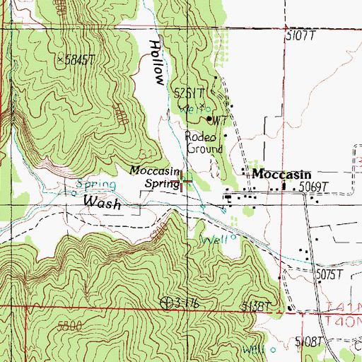 Topographic Map of Moccasin Spring, AZ
