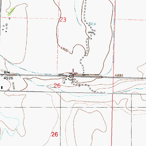 Topographic Map of 06N10W23DCDD01 Well, MT