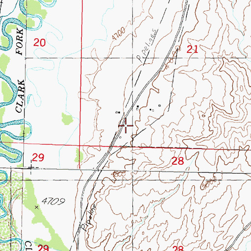 Topographic Map of 06N09W21CDCB01 Well, MT
