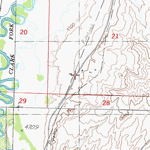 Topographic Map of 06N09W21CDBC01 Well, MT