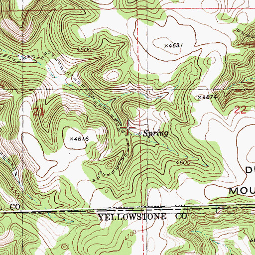 Topographic Map of 06N27E21DAA_01 Spring, MT