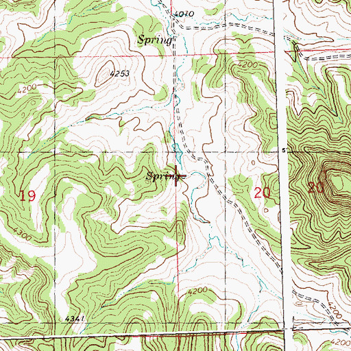 Topographic Map of 06N27E20BCCC01 Spring, MT