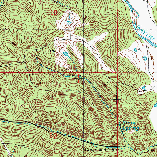 Topographic Map of Roberts Mine, AR