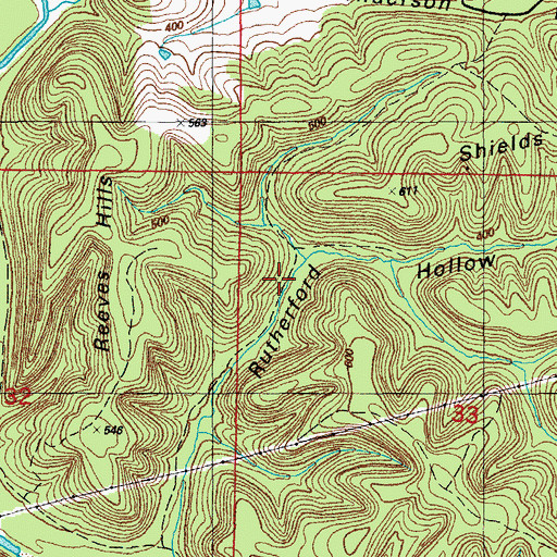 Topographic Map of Rutherford Mine, AR