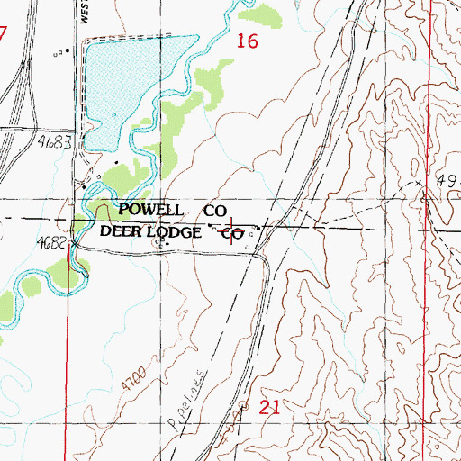 Topographic Map of 06N09W21BAAA01 Well, MT