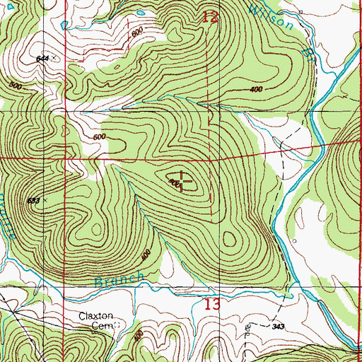 Topographic Map of Shaw Hill, AR