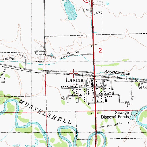 Topographic Map of 06N22E02CACB01 Well, MT