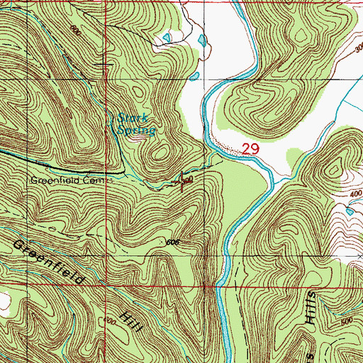 Topographic Map of W L Greenfield Mine, AR