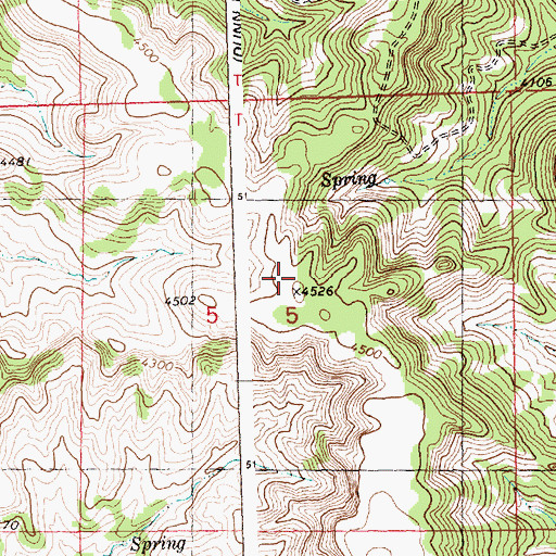 Topographic Map of 07N27E32CDA_01 Spring, MT