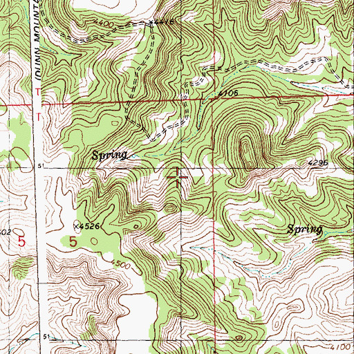 Topographic Map of 07N27E32DAD_01 Spring, MT