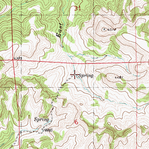 Topographic Map of 06N27E06ABC_01 Spring, MT