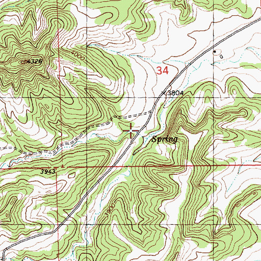 Topographic Map of 07N27E34CDA_01 Spring, MT
