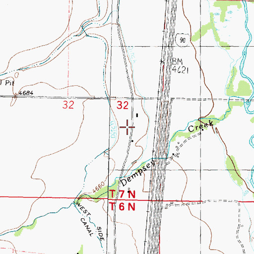 Topographic Map of 07N09W32DACA01 Well, MT