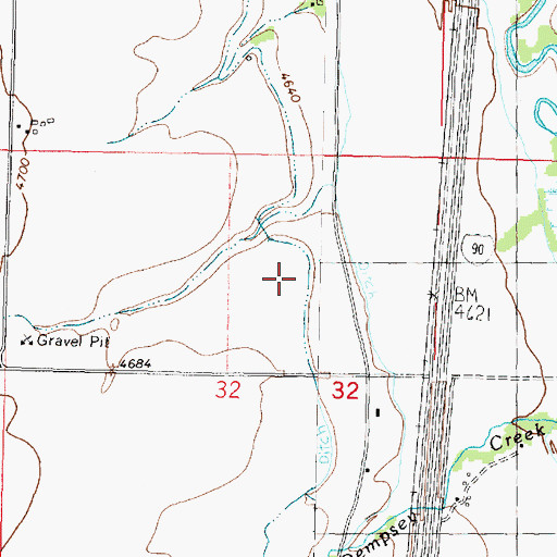 Topographic Map of 07N09W32ADAB01 Well, MT