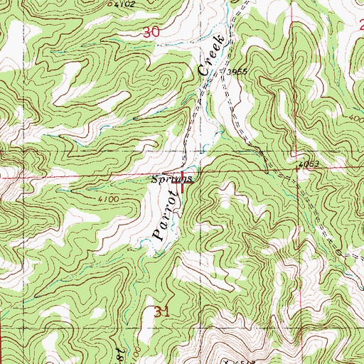 Topographic Map of 07N27E31ABA_01 Spring, MT