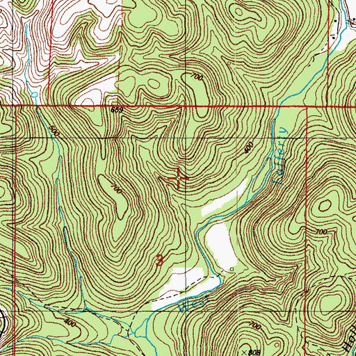 Topographic Map of Cummins Hollow Mine, AR