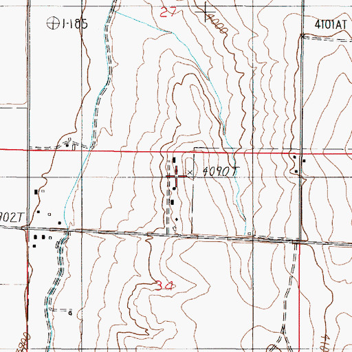 Topographic Map of 07N02E34ABBD01 Well, MT