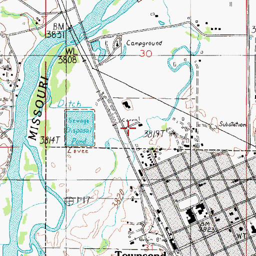 Topographic Map of 07N02E30CDDA01 Well, MT