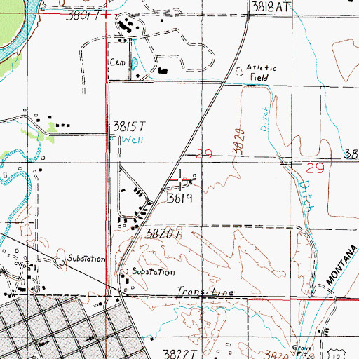 Topographic Map of 07N02E29CABC01 Well, MT