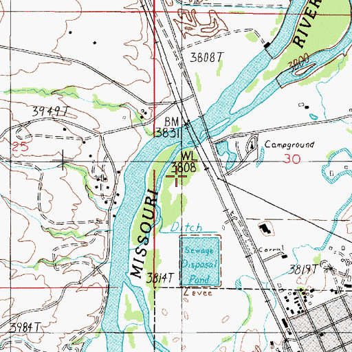 Topographic Map of 07N02E30CB__01 Well, MT